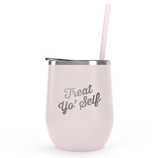 Parks and Recreation Treat Yo Self 12 oz Stainless Steel Wine Tumbler