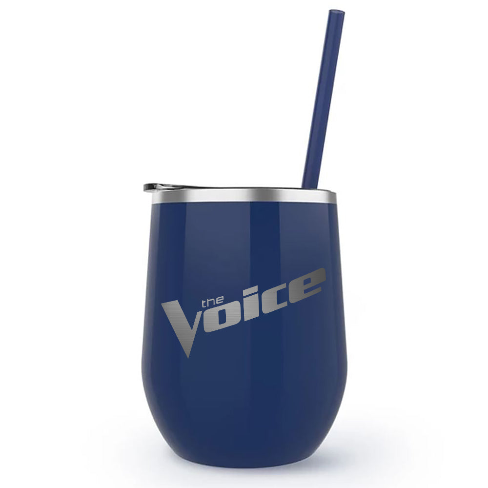 The Voice Wordmark Laser Engraved Wine Tumbler with Straw