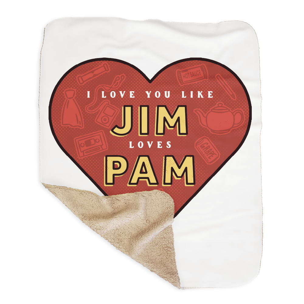 The Office Jim Loves Pam Sherpa Throw Blanket