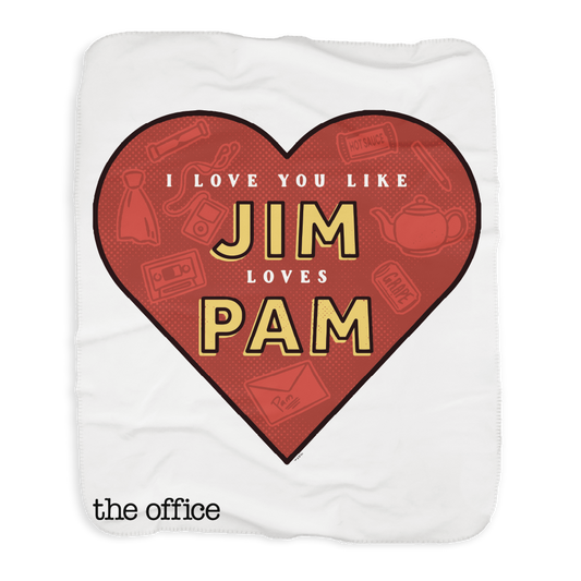 The Office Jim Loves Pam Sherpa Throw Blanket