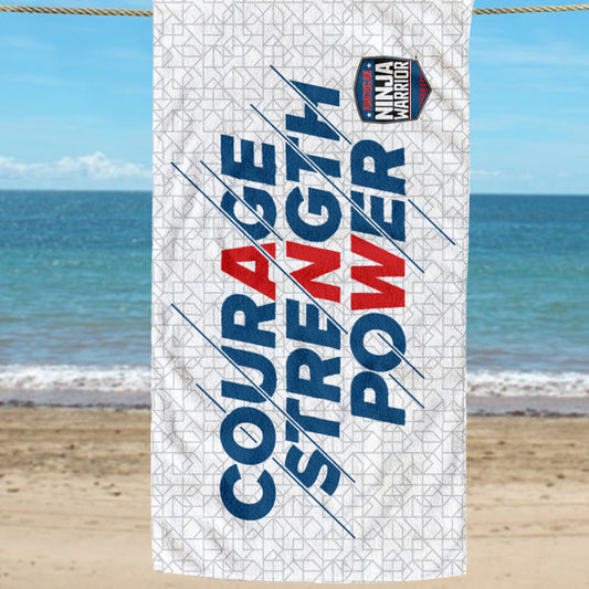 American Ninja Warrior Courage  Strength  Power Beach Towel