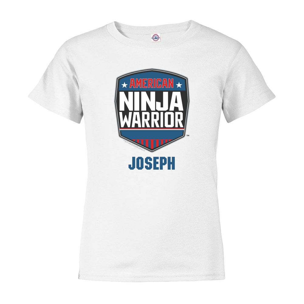 Personalized American Ninja Warrior Logo Kids Short Sleeve T-Shirt