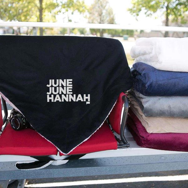 Embroidered sherpa blanket sales