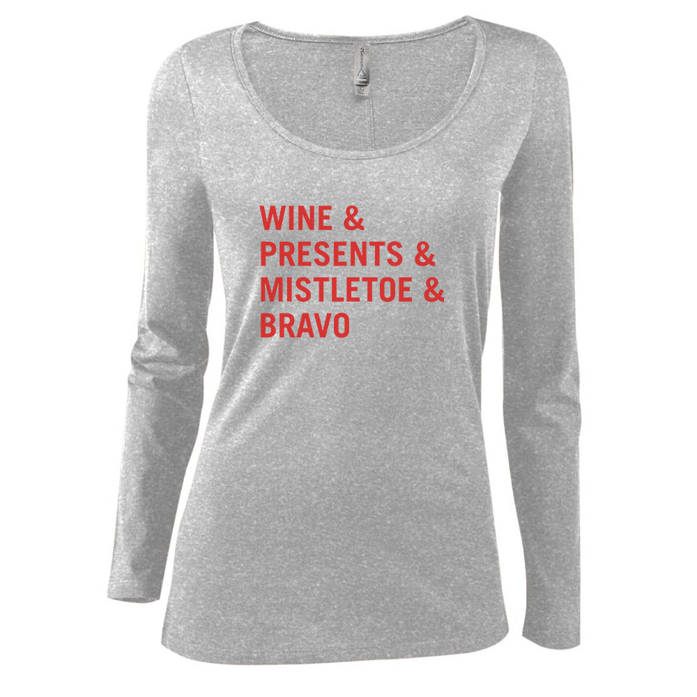 Bravo Holiday Ampersand Women's Long Sleeve Scoop Neck T-Shirt