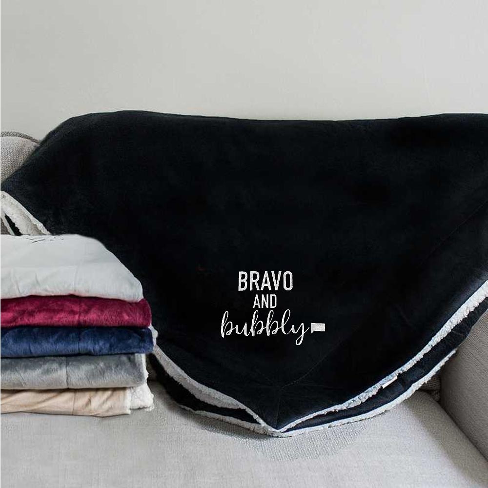 Bravo and Bubbly Embroidered Sherpa Blanket