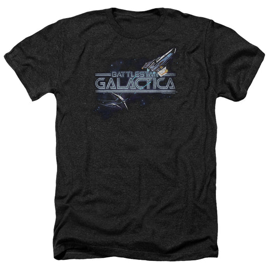 Battlestar Galactica Cylon Pursuit Heather Black Short Sleeve T-Shirt