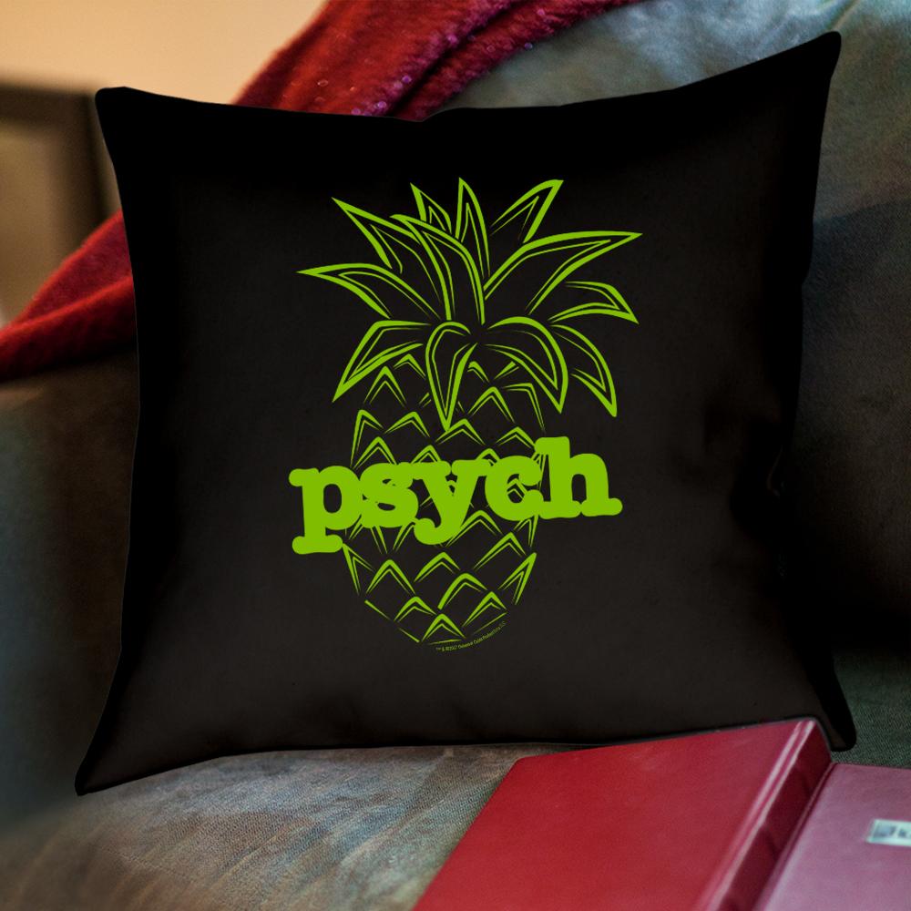 Psych Pineapple Throw Pillow - Black