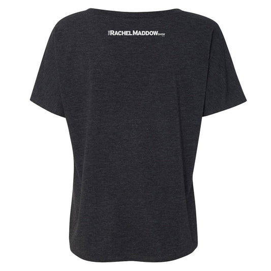 The Rachel Maddow Show Never Stop Asking Women's Relaxed V-Neck T-Shirt