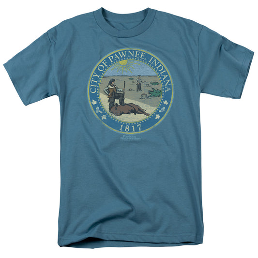 Parks and Recreation Distressed Pawnee Seal Short Sleeve T-Shirt