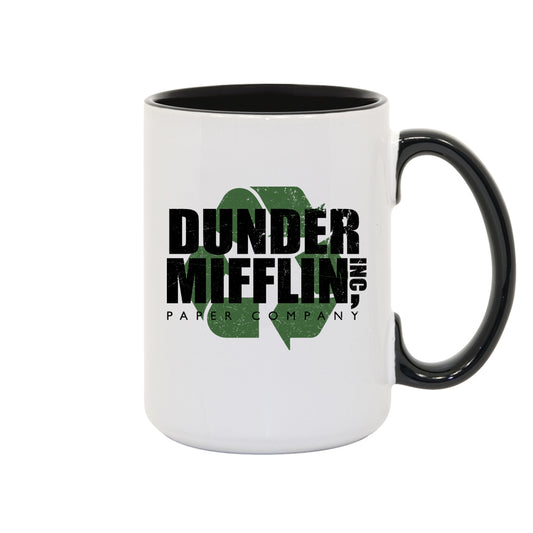 The Office Dunder Mifflin Recycle White and Black Mug