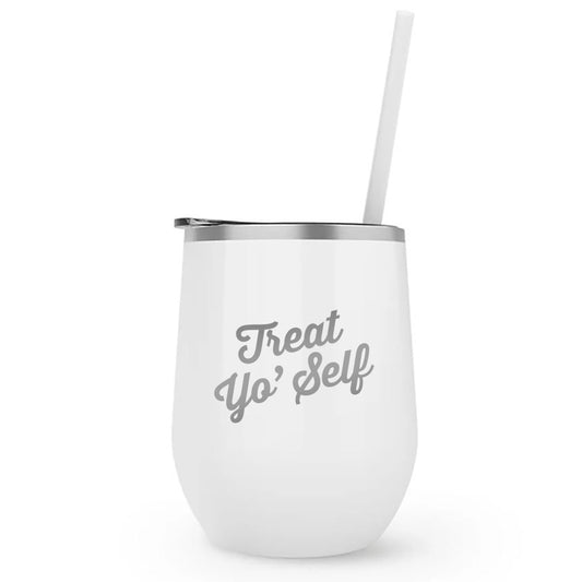 Parks and Recreation Treat Yo Self 12 oz Stainless Steel Wine Tumbler