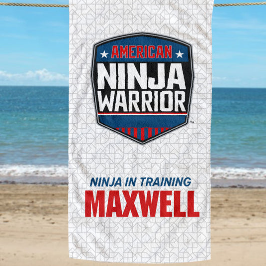 Personalized American Ninja Traditional Warrior In Training Beach Towel