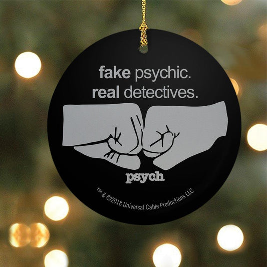 Psych Fake Psychic. Real Detectives Double-Sided Ornament - Black