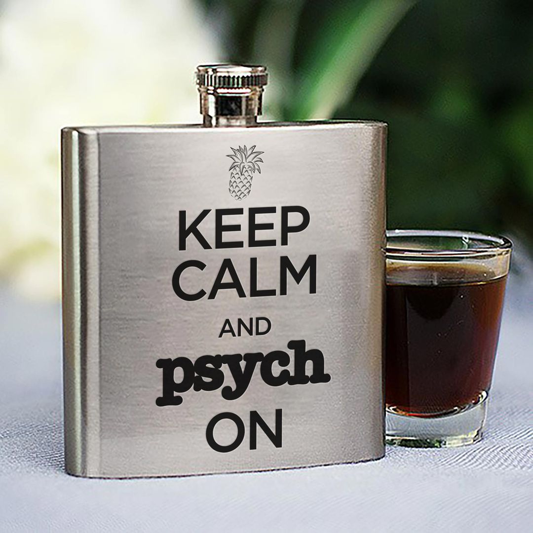 Psych Keep Calm and Psych On Stainless Steel Flask