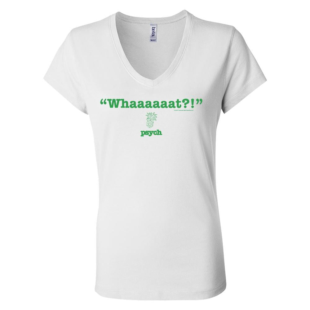 Psych Whaaaaaat?!  Adult V-Neck T-Shirt