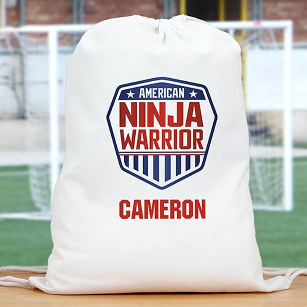 Personalized American Ninja Warrior Cotton Drawstring Backpack