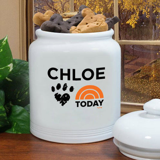 TODAY Personalized Paw Print Dog Treat Jar