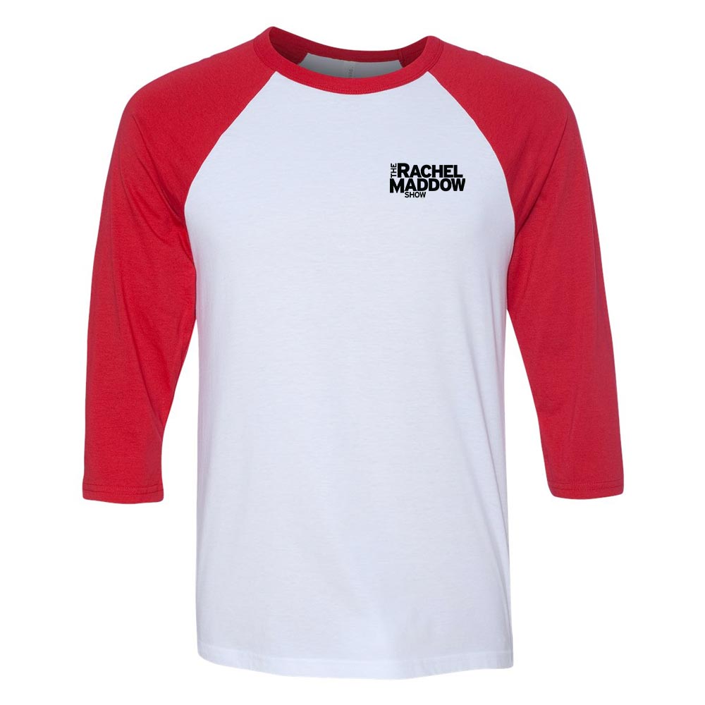 The Rachel Maddow Show Left Chest Logo Raglan Baseball T-Shirt