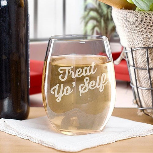 Parks and Recreation Treat Yo' Self Stemless Wine Glass